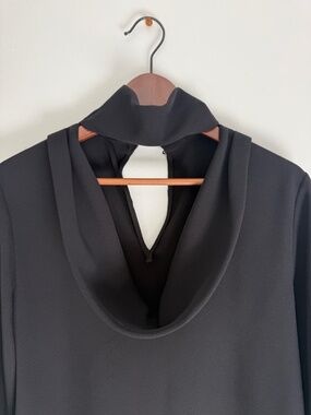 Zara Long Sleeve Cowl Neck Choker Top Black | 70s Boho Chic | Size S-M
